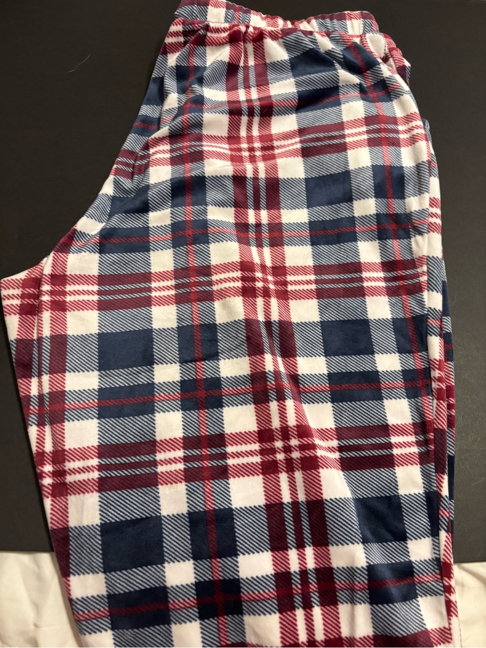 Muk Luks NWOT 1X Plaid Pajama Pants Navy Burgundy White Fleece Velour Lounge